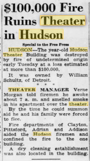 Hudson Theatre - May 31 1950 Destroyed By Fire (newer photo)